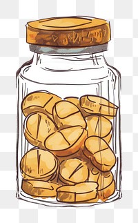 PNG Hand-drawn sketch bottle of medicine pills jar transparent ammunition.