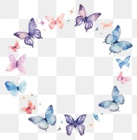 PNG Butterfly circle border pattern petal white background.