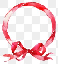 PNG Red ribbon circle border wreath bow white background.