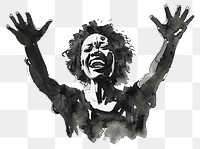 PNG Monochromatic excited african american woman raised her hands up painting adult art.