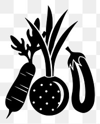 PNG Vegetables logo icon black white background monochrome.