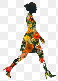 PNG Flower Collage woman walking adult recreation footwear.