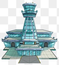 PNG Cartoon of airport architecture building lighthouse.