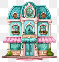 PNG Cartoon of fashion shop architecture building house.