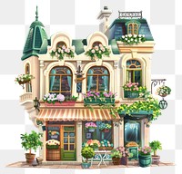 PNG Cartoon of flower shop architecture building house
