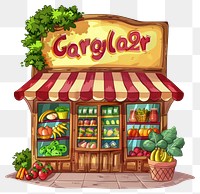 PNG Cartoon of grocery store architecture building food.