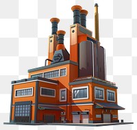 PNG Cartoon of manufacturing factory architecture building white background.