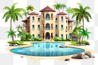PNG Cartoon of resort architecture building hacienda.