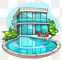 PNG Cartoon of swimming pool architecture building resort.