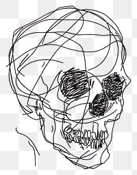 PNG Hand drawn of skull drawing sketch art.