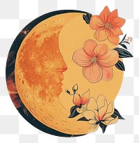 PNG Drawing flower on moon art nature plant.