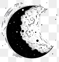 PNG Outline sketching illustration of a moon astronomy cartoon night.