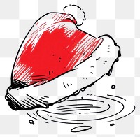 PNG Outline sketching illustration of a santa hat cartoon red splattered.