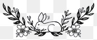 PNG Divider doodle flower bunny drawing sketch white.