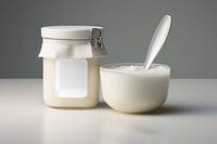 Yogurt jar label png mockup, transparent design