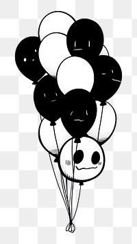 PNG Illustration of a minimal simple party balloons cartoon sketch line.