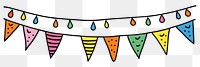 PNG Cute clown flag string decoration line white background.