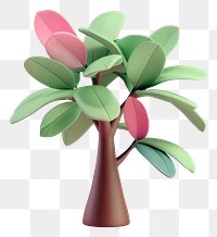 PNG 3d cartoon rendering Tropical tree icon pottery blossom flower.