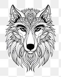 PNG  Wolf illustrated drawing sketch.