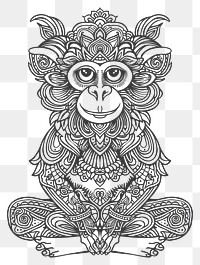 PNG  Monkey illustrated wildlife drawing.