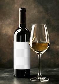 PNG wine bottle label mockup, transparent design
