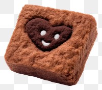 PNG Felt stickers of a single brownie confectionery chocolate biscuit.