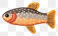 PNG Felt stickers of a single brookie animal trout fish.