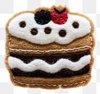 PNG Felt stickers of a single cookie and cream cake confectionery dessert sweets.