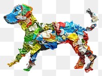PNG  Dog made from plastic confectionery sweets person.