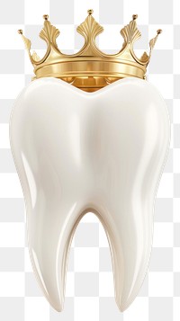 PNG White tooth 3D illustration crown gold white background.
