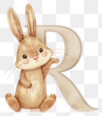 PNG Letter R with rabbit rodent mammal animal.
