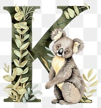 PNG The letter K koala mammal plant.