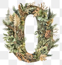 PNG The letter number 0 nature wreath plant.