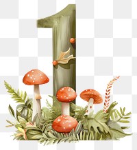 PNG The letter number 1 mushroom nature plant.