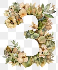 PNG The letter number 3 wreath plant white background.