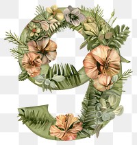 PNG The letter number 9 nature wreath plant.