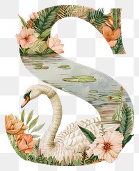 PNG The letter S swan art nature.