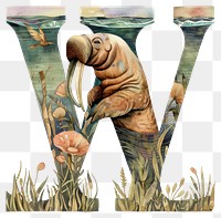 PNG The letter W nature animal walrus.