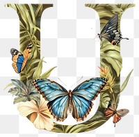 PNG The letter U butterfly insect nature.