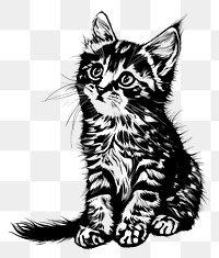 PNG  Pet kitten drawing illustrated sketch.