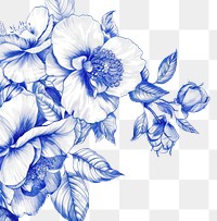 PNG Vintage drawing camellia border sketch illustrated porcelain.