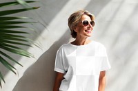 Women's t-shirt png mockup, transparent background