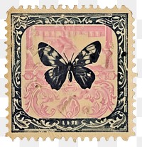 PNG  Vintage postage stamp animal insect art