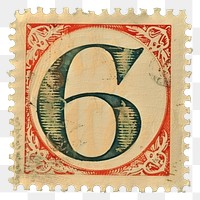 PNG  Stamp alphabet number 6 font calligraphy pattern.
