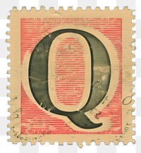 PNG  Stamp with alphabet Q paper text font.