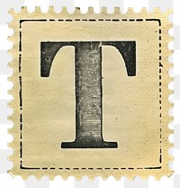 PNG  Stamp with alphabet T letter paper font.