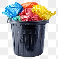 PNG Overload plastic waste in trash can garbage white background container.