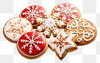 PNG Christmas themed sugar cookies gingerbread dessert icing.