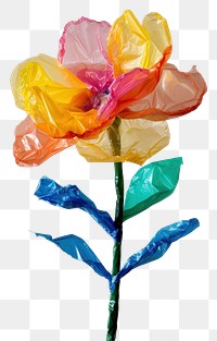 PNG Flower made from plastic plant rose art.