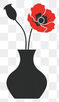 PNG A vase with poppy flower dynamite weaponry pottery.